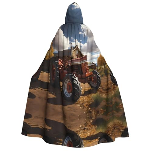 yuangjhop Roter Traktor-Aufdruck, Erwachsenen-Kapuzenumhang, geeignet für Halloween-Cosplay-Kostüme. von yuangjhop