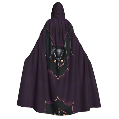 yuangjhop Schwarzer Geisterfledermaus-Druck für Erwachsene, Kapuzenumhang, geeignet für Halloween-Cosplay-Kostüme. von yuangjhop