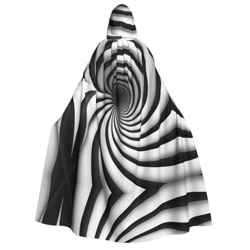 yuangjhop Spiralförmiger optischer Täuschungsdruck, Erwachsenen-Kapuzenumhang, geeignet für Halloween-Cosplay-Kostüme. von yuangjhop