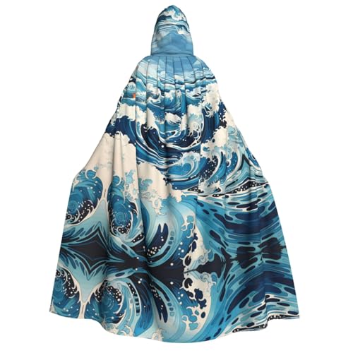 yuangjhop Ukiyo-e Stil Wellen Druck Erwachsene Kapuzenumhang Kapuzenmantel Umhang Umhang Geeignet für Halloween Cosplay Kostüme. von yuangjhop