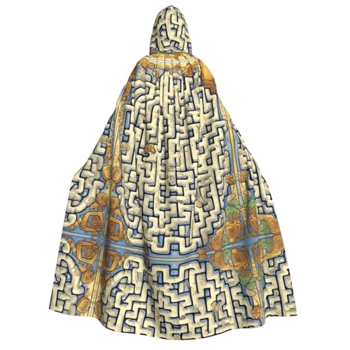 yuangjhop Umhang mit Kapuze für Erwachsene, Motiv: Labyrinth-Schatzkarte, geeignet für Halloween, Cosplay-Kostüme. von yuangjhop