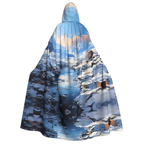 yuangjhop Umhang mit Kapuze für Erwachsene, Motiv: verschneite Berge, geeignet für Halloween, Cosplay-Kostüme. von yuangjhop