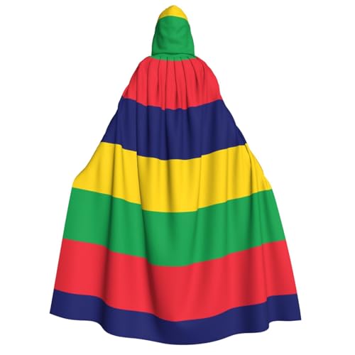 yuangjhop Umhang mit der Flagge von Mauritius für Erwachsene, mit Kapuze, geeignet für Halloween, Cosplay-Kostüme. von yuangjhop