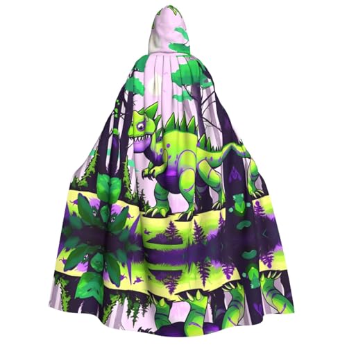 yuangjhop Umhang mit grünem Dinosaurier-Druck für Erwachsene, mit Kapuze, geeignet für Halloween-Cosplay-Kostüme. von yuangjhop