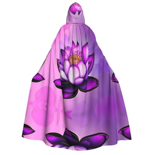 yuangjhop Violetter Lotusaufdruck Erwachsenen-Kapuzenumhang mit Kapuze, geeignet für Halloween-Cosplay-Kostüme. von yuangjhop