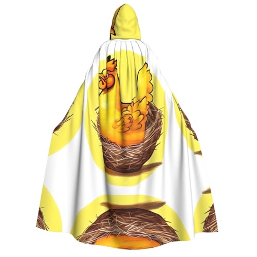 yuangjhop Vogelnest goldener Hühner-Aufdruck, Erwachsenen-Kapuzenumhang mit Kapuze, geeignet für Halloween-Cosplay-Kostüme. von yuangjhop