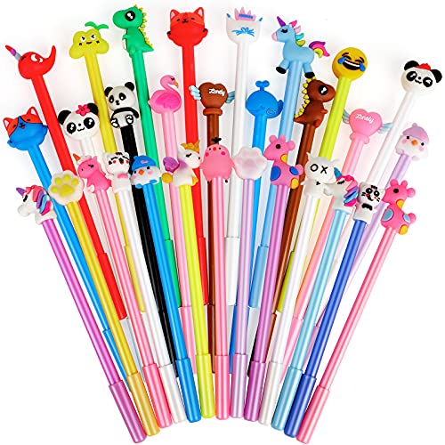 yuechen 30 Pcs Student Süße Cartoon Gelschreiber, Kinder Tier Cartoon Gelstift, Schule, Mitgebsel,Geschenk von yuechen