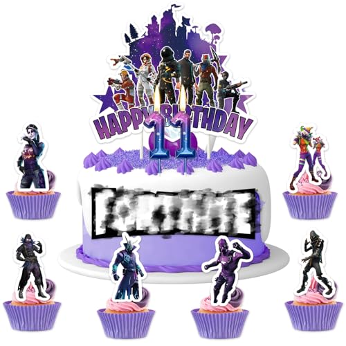 11 Stück Geburtstag Tortendeko,11th Fortnit Tortendeko Jungen, Gaming Kuchen Toppers mit Geburtstagskerzen für Cake Decor Partyzubehör für Kindergeburtstag Kindergeburtstagsfeier Deko von yumcute