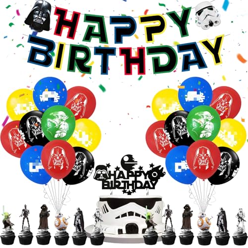 35 Stücke Star Krieg Geburtstagsdeko, Star Kindergeburtstag Party Deko, Star Party Balloons, Wars Thema Birthday Decoration Kit, Cake Topper Happy Birthday Banner für Kinder Geburtstags Party 35 Stücke Star Krieg Geburtstagsdeko, Star Kindergeburtstag Party Deko, Star Party Balloons, Wars Thema Birthday Decoration Kit, Cake Topper Happy Birthday Banner für Kinder Geburtstags Party von yumcute