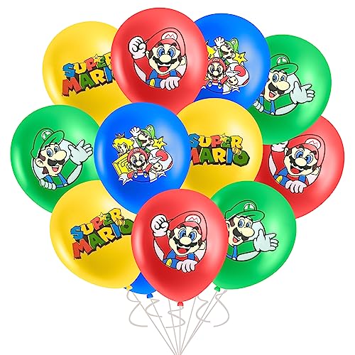 40PCS Geburtstag Deko, 4 Farben Latex Balloons, Luftballon, Kindergeburtstag Ballon Set, Ma rio Geburtstagsdeko, für Super Kindergeburtstag von yumcute