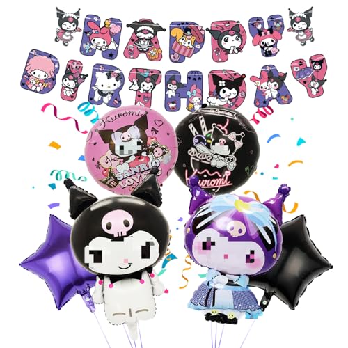 7 Stücke Kur-rom Geburtstags Deko Kur-romi Luftballons Set, Kindergeburtstag Dekoration Luftballons Set mit Happy Birthday Banner, Geburtstags Party Dekorationen für Kinder Mädchen von yumcute