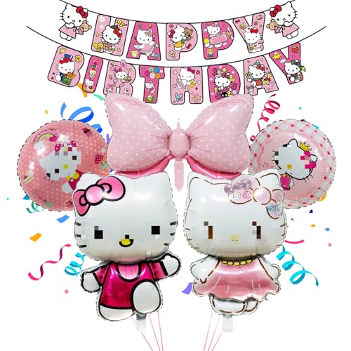 6 Stücke Kity Geburtstags Deko Folienballon, Kindergeburtstag Dekoration Luftballons Set, Cartoon Luftballon Geburtstag Kinder mit Happy Birthday Banner, Geburtstags Party Dekorationen für Kinder 6 Stücke Kity Geburtstags Deko Folienballon, Kindergeburtstag Dekoration Luftballons Set, Cartoon Luftballon Geburtstag Kinder mit Happy Birthday Banner, Geburtstags Party Dekorationen für Kinder von yumcute