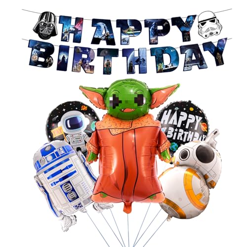 6 Stücke Star Deko Geburtstag Jungen, War Kindergeburtstag Party Deko, Star Geburtstag Deko Party Ballons, Thema Birthday Decoration Kit,Happy Birthday Banner für Kinder Geburtstags Party von yumcute