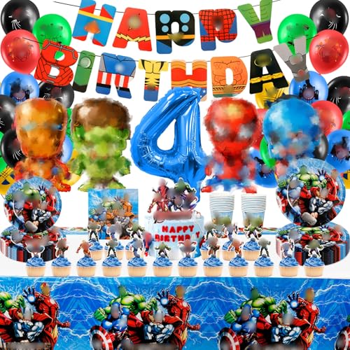 Geburtstagsdeko 4 Jahre Junge, Geburtstag Deko Luftballons, Geburtstag Ballon Teller und Becher Set Nummer 4 Kindergeburtstag Deko und Folienballons für Party Birthday Geburtstagsdeko 4 Jahre Junge, Geburtstag Deko Luftballons, Geburtstag Ballon Teller und Becher Set Nummer 4 Kindergeburtstag Deko und Folienballons für Party Birthday von yumcute