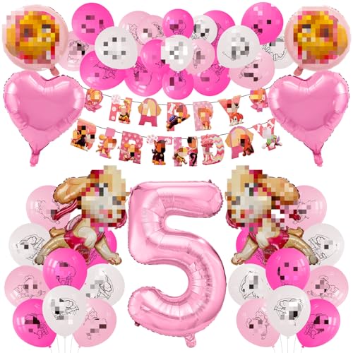 5 Jahre Geburtstagsdeko, Dog Luftballons Geburtstag Deko Kindergeburtstag Dekorationen Jungen Mädchen Hund Folienballons Kinder Geburtstag Party Dekoration von yumcute