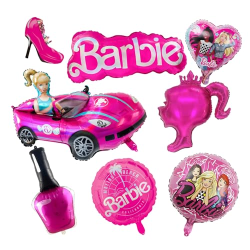 Geburtstagsdekorationen Luftballons Mädchen, Hot Pink Prinzessin Thema Party Dekorationen, Folienballon Set, Happy Birthday Party Dekoration Rosa Luftballons für Kinder Mädchen Party Supplies von yumcute