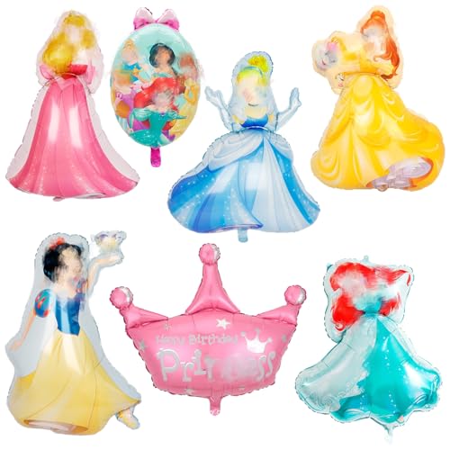7 Stück Luftballon Kinder Geburtstag Kit Cartoon-Charaktere Party Folienballons Große Größe Mehrfarbig Folienballons für Mädchen Kinder Geburtstagsdeko von yumcute