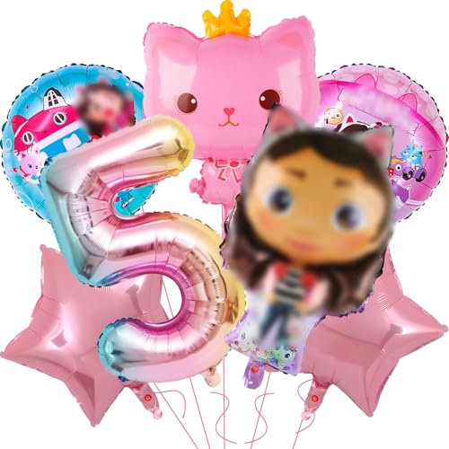 7 Stück Cartoon Luftballons Geburtstag Deko, Rosa Folienballons Geburtstagsdeko Mädchen 3 4 5 jahre,Kindergeburtstag Deko,Party Deko Ballons Birthday Decorations von yumcute