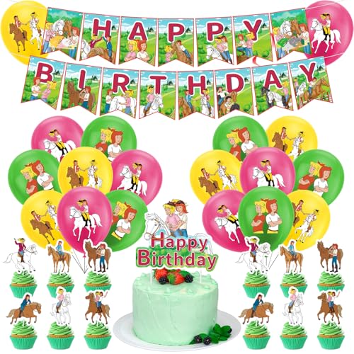 Pferde Geburtstagsdeko, Luftballons Grün Geburtstagsdeko Tortendeko Geburtstag, 32pcs Tortendeko Pferd, Mädchen Gegen Jungs-1 Happy Birthday Banner, 13 Cake Figuren Decoration, 18 Latexballon Pferde Geburtstagsdeko, Luftballons Grün Geburtstagsdeko Tortendeko Geburtstag, 32pcs Tortendeko Pferd, Mädchen Gegen Jungs-1 Happy Birthday Banner, 13 Cake Figuren Decoration, 18 Latexballon von yumcute