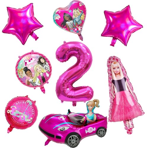 yumcute Prinzessin Geburtstag Deko, 8 pcs Rosa Folien Luftballons, Kindergeburtstag Dekoration für Mädchen, 2 Jahre von yumcute