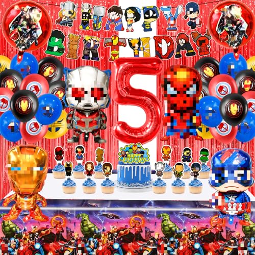 Super-held Geburtstagsdeko 5 Jahre, 42 Stück Geburtstagdeko Kinder, Held Geburtstag Luftballons Junge, Geburtstag Banner Tortendeko Hintergrund Tischdecke für Thema Party Super-held Geburtstagsdeko 5 Jahre, 42 Stück Geburtstagdeko Kinder, Held Geburtstag Luftballons Junge, Geburtstag Banner Tortendeko Hintergrund Tischdecke für Thema Party von yumcute
