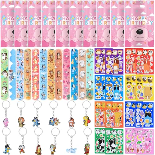 yumcute 50 Pcs Mitgebsel Kindergeburtstag Set, Party Favor Spielzeug DIY Aufkleber Schlüsselschnalle Schnapparmband Kinder Geburtstagstüten Geburtstag Deko Goodie Bag Füllstoffe für Mädchen Jungen von yumcute