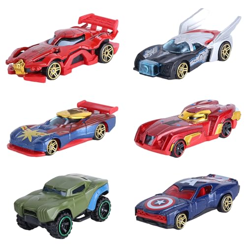yumcute Superheld Spielzeug 6 Stück A-vengers Spielzeugauto Kinder Auto Spielzeug Set Mini Auto Spielzeug Spielzeugauto Set für 3-12 Jahre Jungen Mädchen Kinder von yumcute