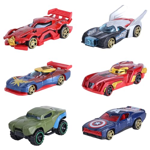 yumcute Superheld Spielzeug 6 Stück Avengers Spielzeugauto Kinder Auto Spielzeug Set Mini Auto Spielzeug Spielzeugauto Set für 3-12 Jahre Jungen Mädchen Kinder von yumcute