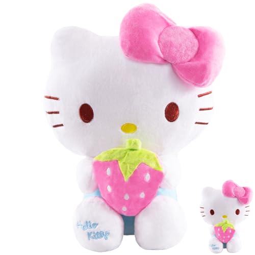 Cat Plush Hello Kitty Plüschtiere Katze Plüsch Spielzeug Kinderpuppe Kuscheltier Niedliche Spielzeugpuppe Kinderzimmer-Dekoration Mädchen-Geburtstagsgeschenk 30 cm (Rosa) von yumcute