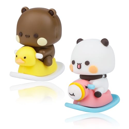 2 Stück Bubu Dudu Wackelfigur Auto, Bubu Wackelkopf Figur Auto, Panda Kawaii Deko, Bubu Auto Deko Ornament, Dudu Kuscheltier Armaturenbrett Auto Dekorationen für Kinder Jungen Büro Desktop von yumcute
