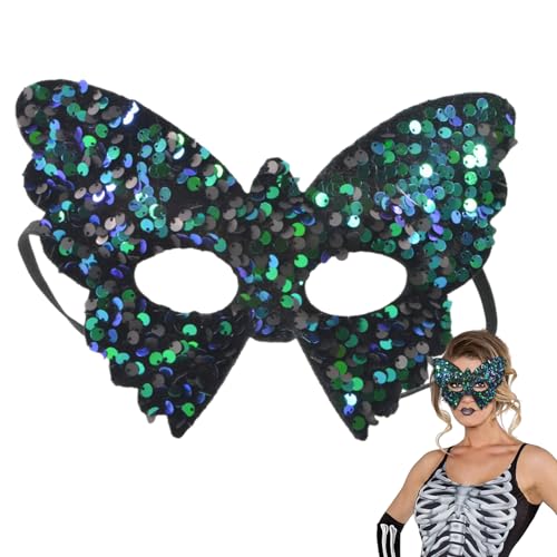 yunhuang Maskerade-Maske Für Damen, Karnevals-Pailletten-Schmetterlingsmasken, Prinzessinnen-Partymasken, Halbgesichts-Schmetterlingsmasken Für Frauen Und Mädchen von yunhuang