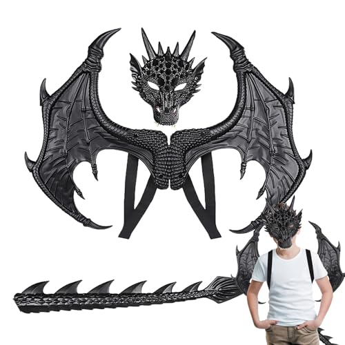 yupeuooe Drachen-Kostüm, Halloween-Flügelschwanz-Set, Kinder-Halloween-Kostüm-Set für Halloween, Ostern, Weihnachten yupeuooe Drachen-Kostüm, Halloween-Flügelschwanz-Set, Kinder-Halloween-Kostüm-Set für Halloween, Ostern, Weihnachten von yupeuooe