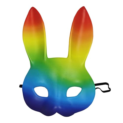 yupeuooe Rainbow Bunny Masque | Regenbogen Hasenohren Maske | Mit Lange Ohren Cosplay Verkleidung Requisiten Kaninchen Kostüm Zubehör für Ostern Halloween yupeuooe Rainbow Bunny Masque | Regenbogen Hasenohren Maske | Mit Lange Ohren Cosplay Verkleidung Requisiten Kaninchen Kostüm Zubehör für Ostern Halloween von yupeuooe