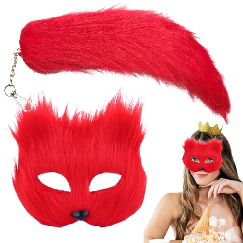 yupeuooe Tier-Cosplay-Maskerade, Tier-Maskerade und Schwanz-Set,Tierschwanz-Set | Pelziges Outfit, Tier-Rollenspiel, halbe Gesichtsbedeckung für Frauen yupeuooe Tier-Cosplay-Maskerade, Tier-Maskerade und Schwanz-Set,Tierschwanz-Set | Pelziges Outfit, Tier-Rollenspiel, halbe Gesichtsbedeckung für Frauen von yupeuooe