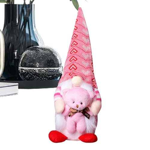 yupeuooe Vlanetine's Day Dekorativer | Gesichtslose gefüllte Puppe Rosa Zwerge Dekorationen - Niedliche gestrickte Plüschpuppe Romantische Tischdekorationen für Schlafzimmer von yupeuooe