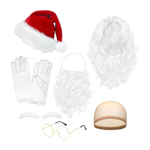 yupeuooe Weihnachtsmann-Bart und Perücke, Weihnachtsmann-Kostüm-Zubehör für Cosplay, Weihnachts-Rollenspiel-Zubehör für Männer, Frauen, Jugendliche, Familie, Sohn, Tochter, Ehemann yupeuooe Weihnachtsmann-Bart und Perücke, Weihnachtsmann-Kostüm-Zubehör für Cosplay, Weihnachts-Rollenspiel-Zubehör für Männer, Frauen, Jugendliche, Familie, Sohn, Tochter, Ehemann von yupeuooe