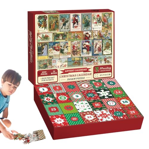 2024 Weihnachtspuzzles - Lustige Urlaubspuzzles, 24 Tage Überraschung Countdown Kalender | Papier Weihnachten Countdown Kalender Puzzles, 24 Puzzle-Boxen für Countdown bis Weihnachten für Frauen von yztju