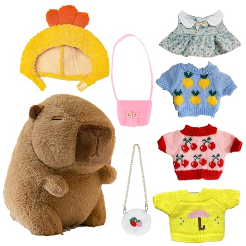 Capybara Plüschspielzeug | Entzückende Tierpuppe mit Kopfbedeckung und Kleidung, gemütlicher gefüllter Begleiter für Bettcouch -Dekoration, Cartoon Capybara Kuschelkumpel für Reisen, Schlafzimmer, Sof Capybara Plüschspielzeug | Entzückende Tierpuppe mit Kopfbedeckung und Kleidung, gemütlicher gefüllter Begleiter für Bettcouch -Dekoration, Cartoon Capybara Kuschelkumpel für Reisen, Schlafzimmer, Sof von yztju