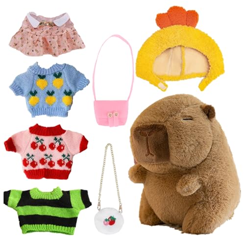 Capybara Plüschspielzeug | Entzückende Tierpuppe mit Kopfbedeckung und Kleidung, gemütlicher gefüllter Begleiter für Bettcouch -Dekoration, Cartoon Capybara Kuschelkumpel für Reisen, Schlafzimmer, Sof Capybara Plüschspielzeug | Entzückende Tierpuppe mit Kopfbedeckung und Kleidung, gemütlicher gefüllter Begleiter für Bettcouch -Dekoration, Cartoon Capybara Kuschelkumpel für Reisen, Schlafzimmer, Sof von yztju