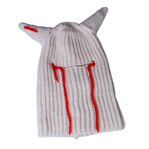 Full Face Devil Horn Hut - Kreatives Strick -Ski -Maske für Halloween -Events, einzigartige Hornie -Mütze Warm Kostüm Kopfbedeckung, Randfun -Hüte ideal für Themenfoto -Shootings | Vielseitiger Cospla von yztju