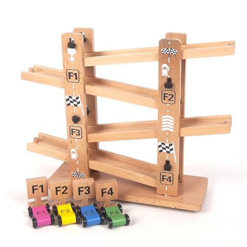 Holz Rennstrecke - Kleinkindwagenrampe, kompaktes Holzrutschenspielzeug | Multi-Level-Fahrzeugstrecke Set, Early Learning Car Drop Tower für Vorschuljungen Mädchen Indoor Fun Skill Development Holz Rennstrecke - Kleinkindwagenrampe, kompaktes Holzrutschenspielzeug | Multi-Level-Fahrzeugstrecke Set, Early Learning Car Drop Tower für Vorschuljungen Mädchen Indoor Fun Skill Development von yztju