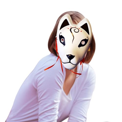 Kitsune Masque Japanisch - Klassische Foxes -Kostümmaske, Traditionelles Japanisches Cosplay -Accessoire | Dekorative Gesichtswaren -Requisite, Leichte Verstellbare Maskerade -Maske Für Partyfeierfest von yztju