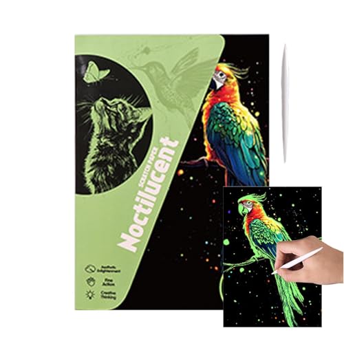 Scratch Off Art Handgemachte attraktive Bastelaktivitäten, A4-Größe, Kunstbedarf, Geburtstagspartys, Regenbogenmalerei, Leuchtpapier-Set, 4 Werkzeuge Scratch Off Art Handgemachte attraktive Bastelaktivitäten, A4-Größe, Kunstbedarf, Geburtstagspartys, Regenbogenmalerei, Leuchtpapier-Set, 4 Werkzeuge von yztju