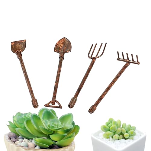 yztju Puppenhaus-Gartenschaufel, Mini-Schaufel, Puppenhaus, 4 Stück Mini-Gartengeräte für Langen Lebensda Feengarten, Mini-Gartenhacke, Rechen, Werkzeug im Maßstab 1:12 für Feengarten-Werkzeuge yztju Puppenhaus-Gartenschaufel, Mini-Schaufel, Puppenhaus, 4 Stück Mini-Gartengeräte für Langen Lebensda Feengarten, Mini-Gartenhacke, Rechen, Werkzeug im Maßstab 1:12 für Feengarten-Werkzeuge von yztju