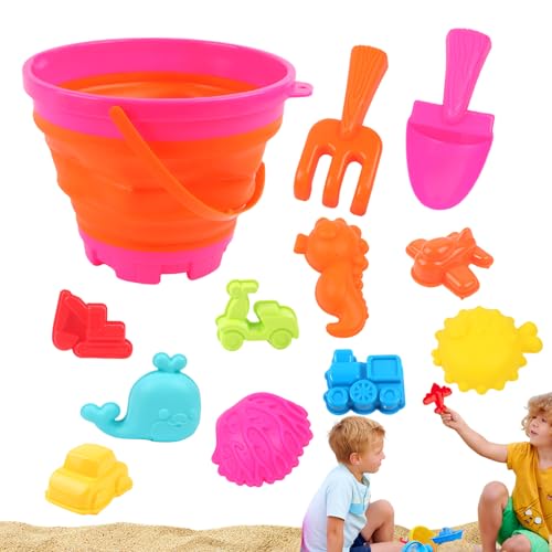 yztju Sand Eimer Für Kinder | Sandspielzeug Set Mit Schaufeln Für Kinder,13-teiliges Strandspielzeug Für Sandkästen Mit Zubehör, Reisespiele Für Campingurlaub Und Sommeraktivitäten von yztju