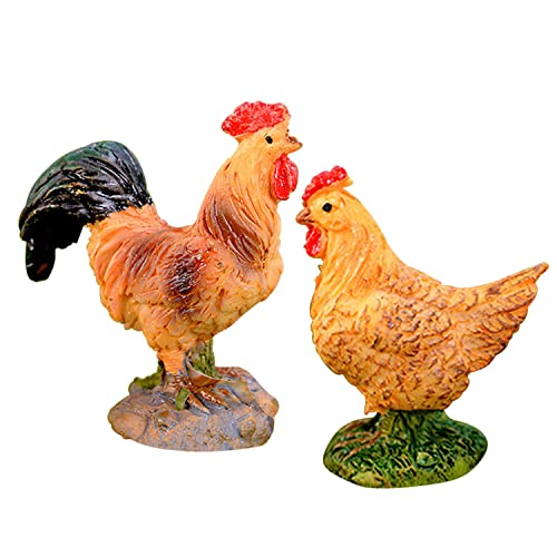 zalati Hühnerfiguren, 2 Stück, Hahn und Henne, Kunstharz zum Sammeln, Tierfiguren, dekorativ für Heimdekoration, Gartenskulpturen und Statuen, Schmuckstück zalati Hühnerfiguren, 2 Stück, Hahn und Henne, Kunstharz zum Sammeln, Tierfiguren, dekorativ für Heimdekoration, Gartenskulpturen und Statuen, Schmuckstück von zalati