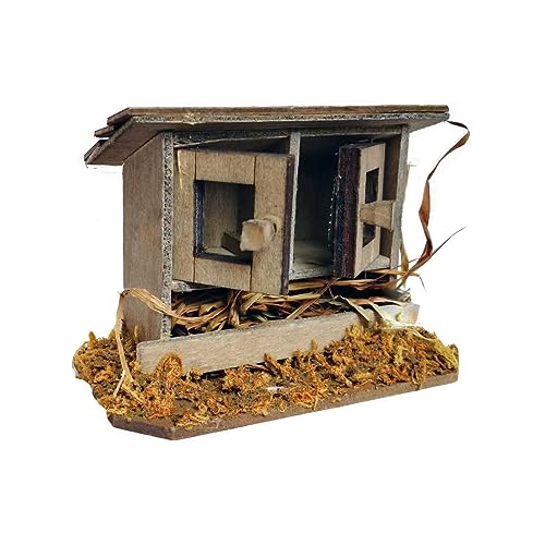 zalati Mini-Hühnerstall 1:12 Puppenhaus-Hühnernest-Ornament aus Holz und Stroh für Mikrolandschafts-Feengarten-Dekoration von zalati