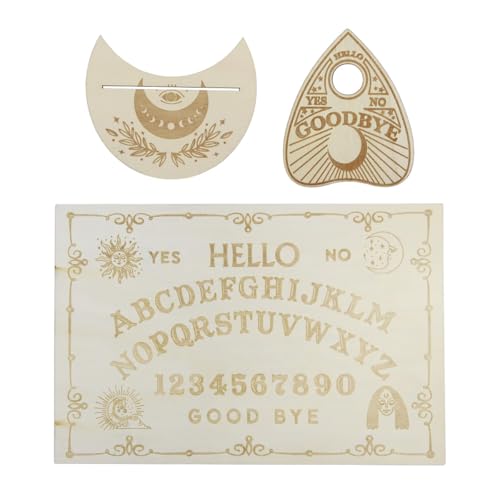 zalati Ouija Spirit Board Tarotkartenständer Set aus Holz geschnitzte Informationstafel mit Planchette aus Pappelholz zalati Ouija Spirit Board Tarotkartenständer Set aus Holz geschnitzte Informationstafel mit Planchette aus Pappelholz von zalati