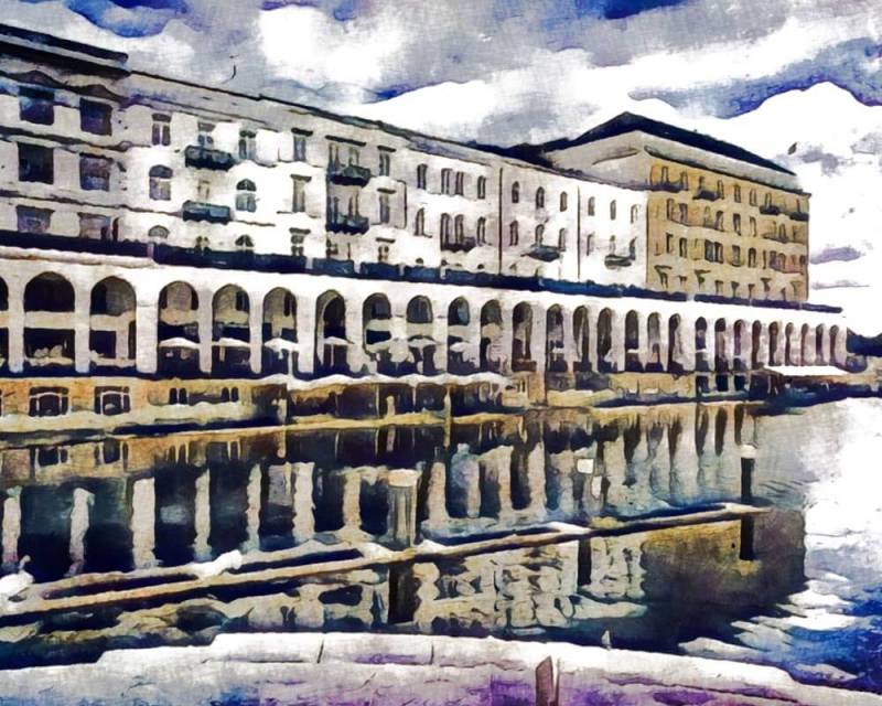 Malen nach Zahlen - Alsterarkaden in Hamburg - by zamart, ohne Rahmen von zamart