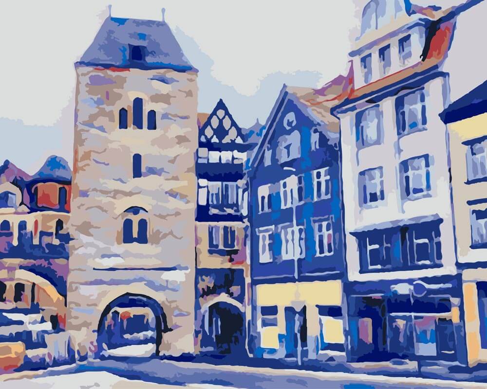Malen nach Zahlen - Altstadt von Eisenach - by zamart, mit Rahmen von zamart